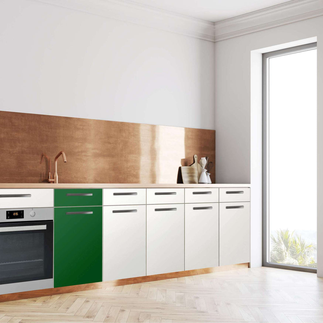 Küchenfolie Grün Dark - Unterschrank 40x80 cm - Seite