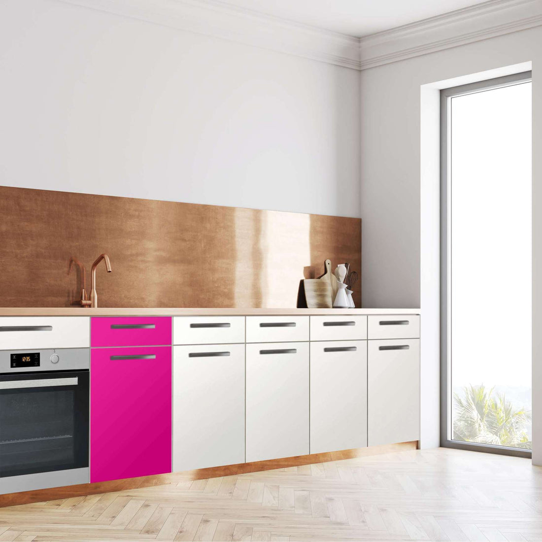 Küchenfolie Pink Dark - Unterschrank 40x80 cm - Seite