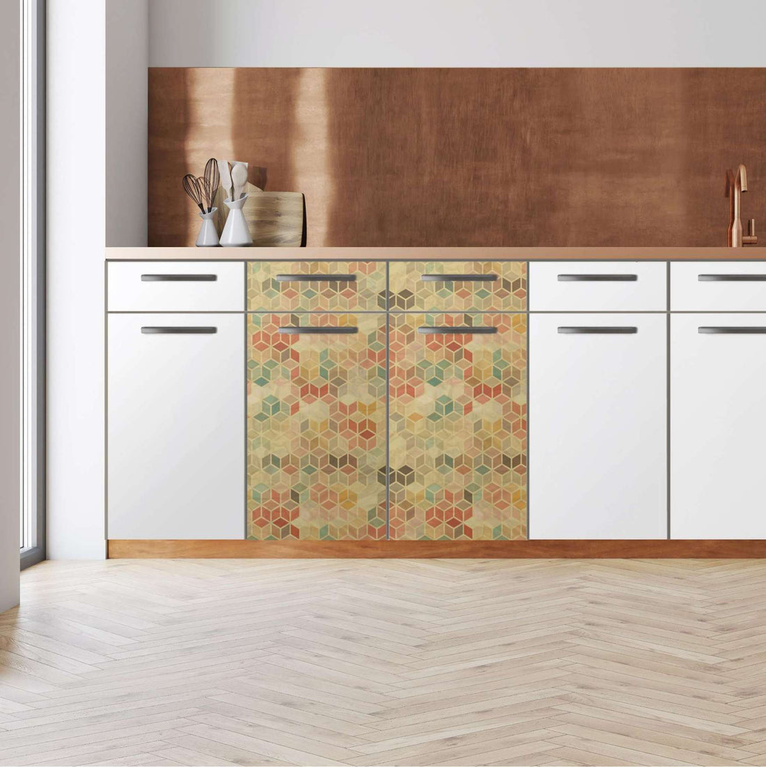 Küchenfolie -3D Retro Pattern - Unterschrank 80x80 cm - Front