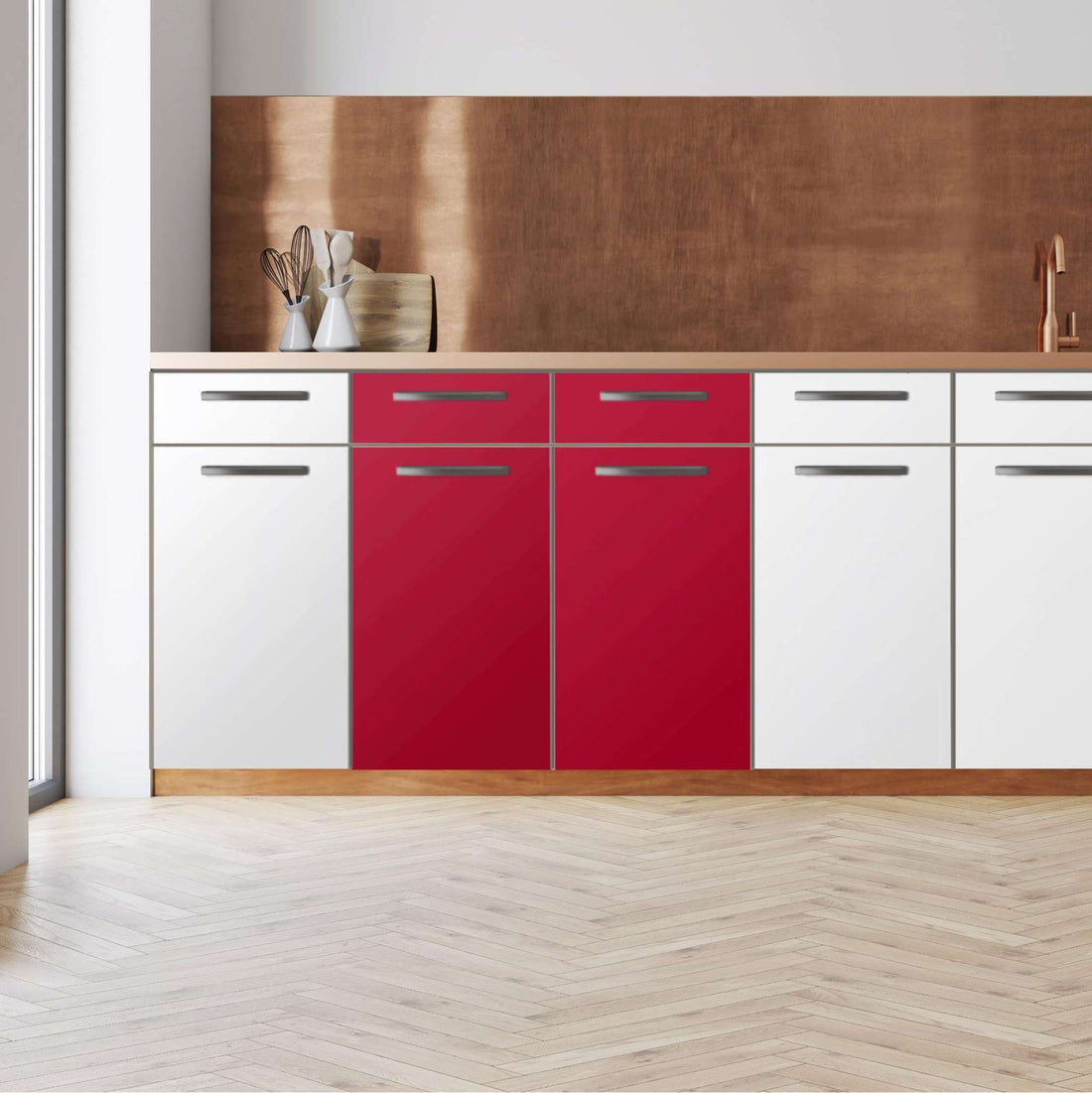 Küchenfolie -Rot Dark - Unterschrank 80x80 cm - Front