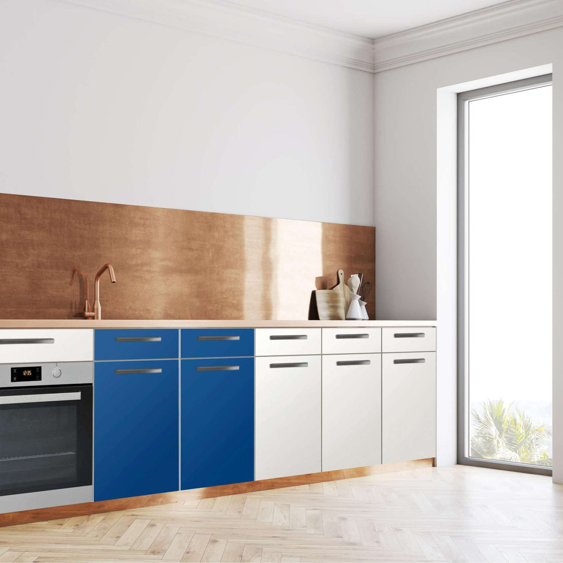 Küchenfolie Blau Dark - Unterschrank 80x80 cm - Seite
