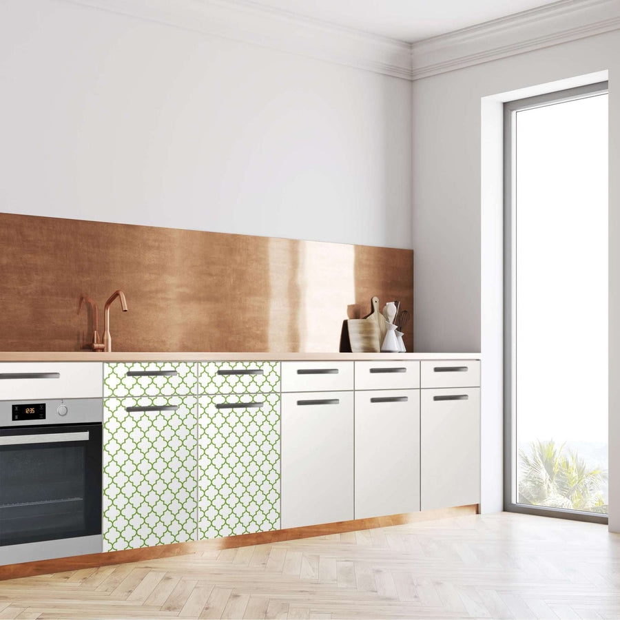 Küchenfolie Retro Pattern - Grün - Unterschrank 80x80 cm - Seite