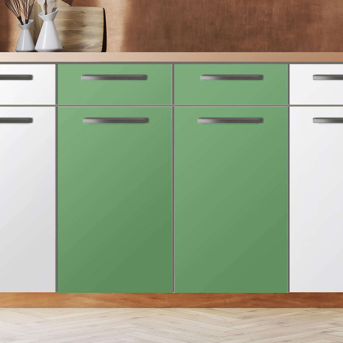 Küchenfolie Grün Light - Unterschrank 80x80 cm - Zoom