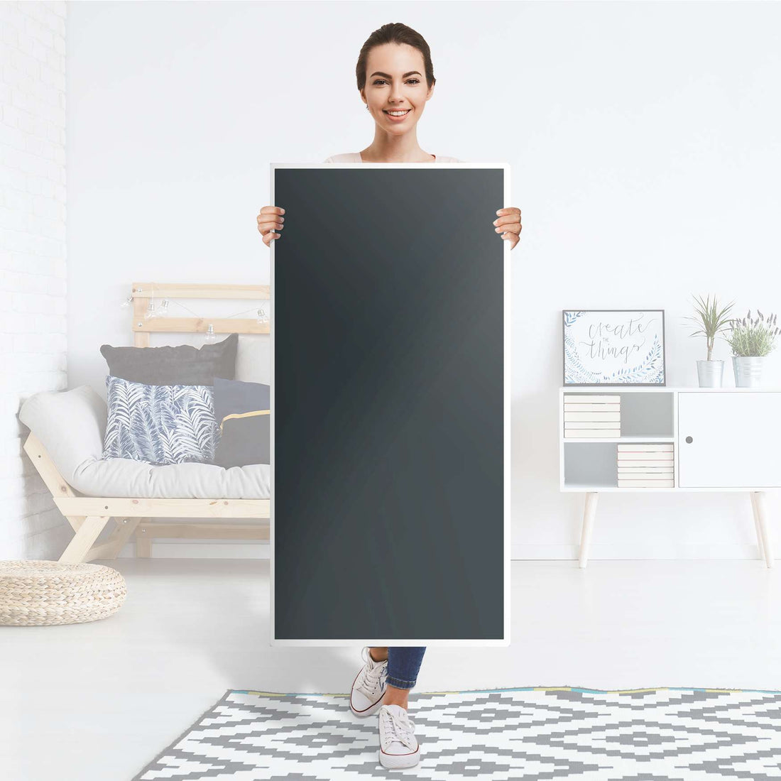 Kühlschrank Folie Blaugrau Dark - Küche - Kühlschrankgröße 60x120 cm