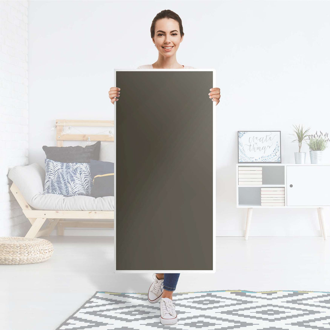 Kühlschrank Folie Braungrau Dark - Küche - Kühlschrankgröße 60x120 cm