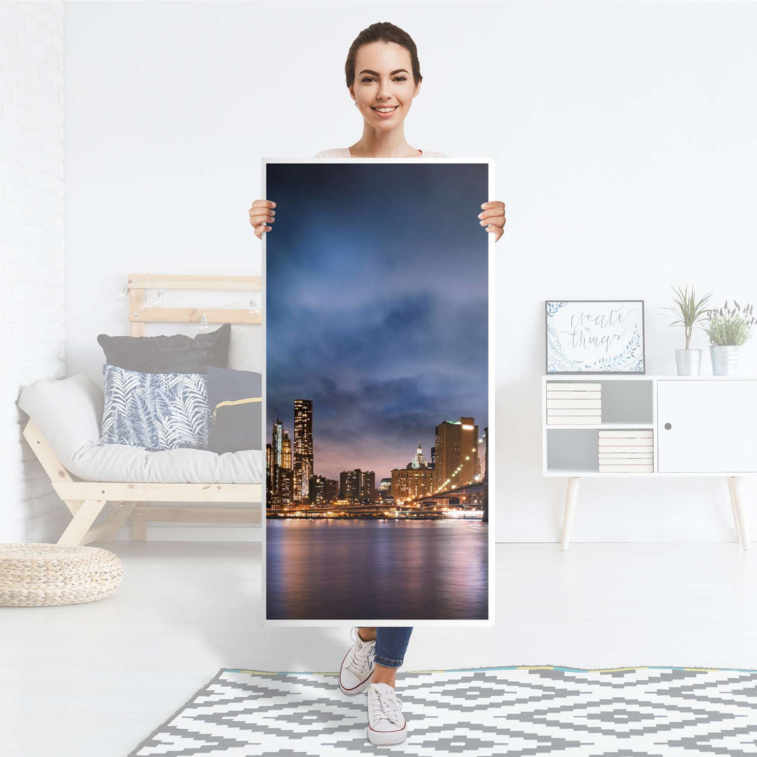 Kühlschrank Folie Brooklyn Bridge - Küche - Kühlschrankgröße 60x120 cm