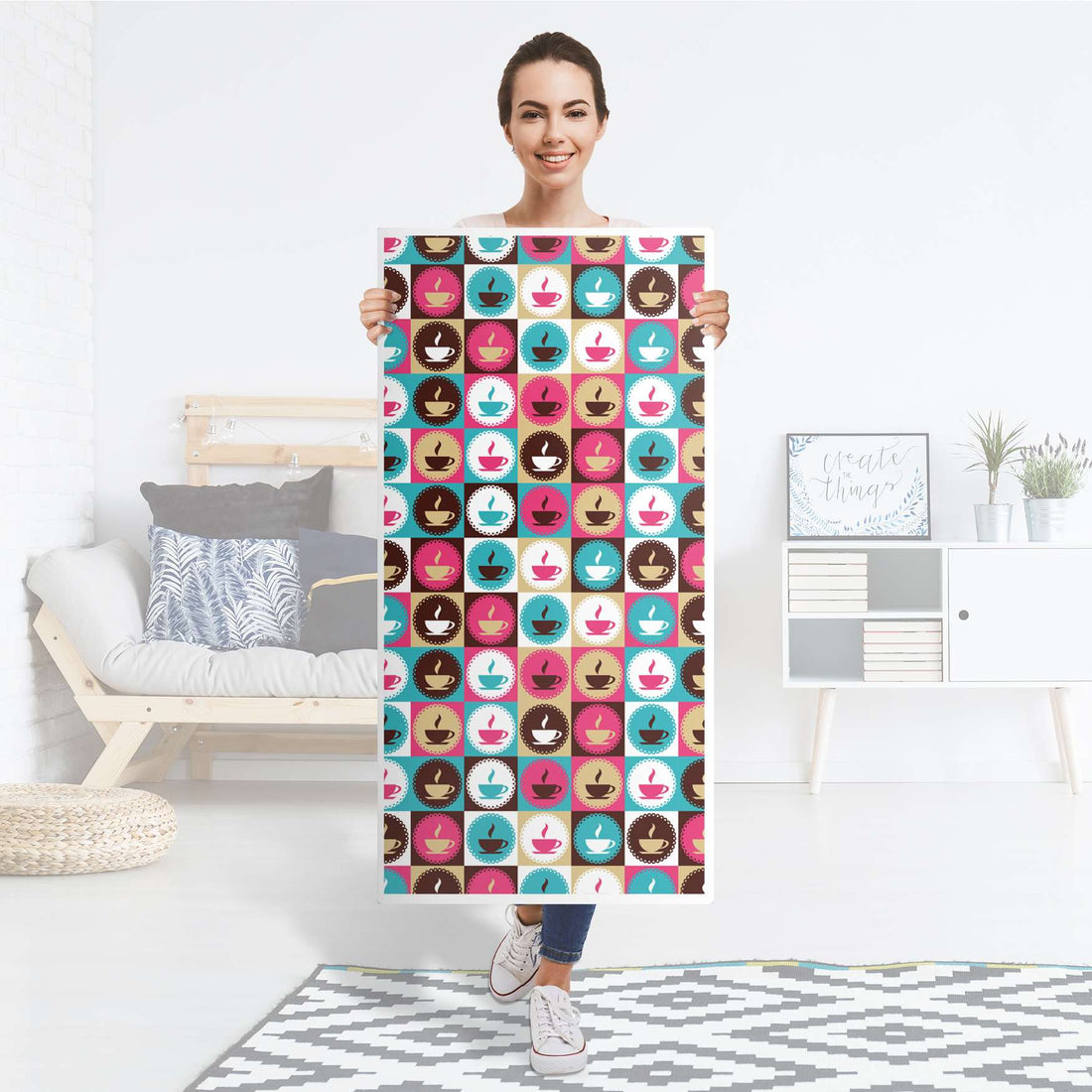 Kühlschrank Folie Coffee Cups - Küche - Kühlschrankgröße 60x120 cm