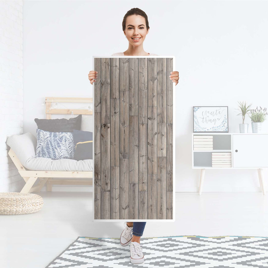 Kühlschrank Folie Dark washed - Küche - Kühlschrankgröße 60x120 cm