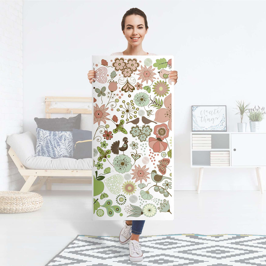 Kühlschrank Folie Flower Pattern - Küche - Kühlschrankgröße 60x120 cm