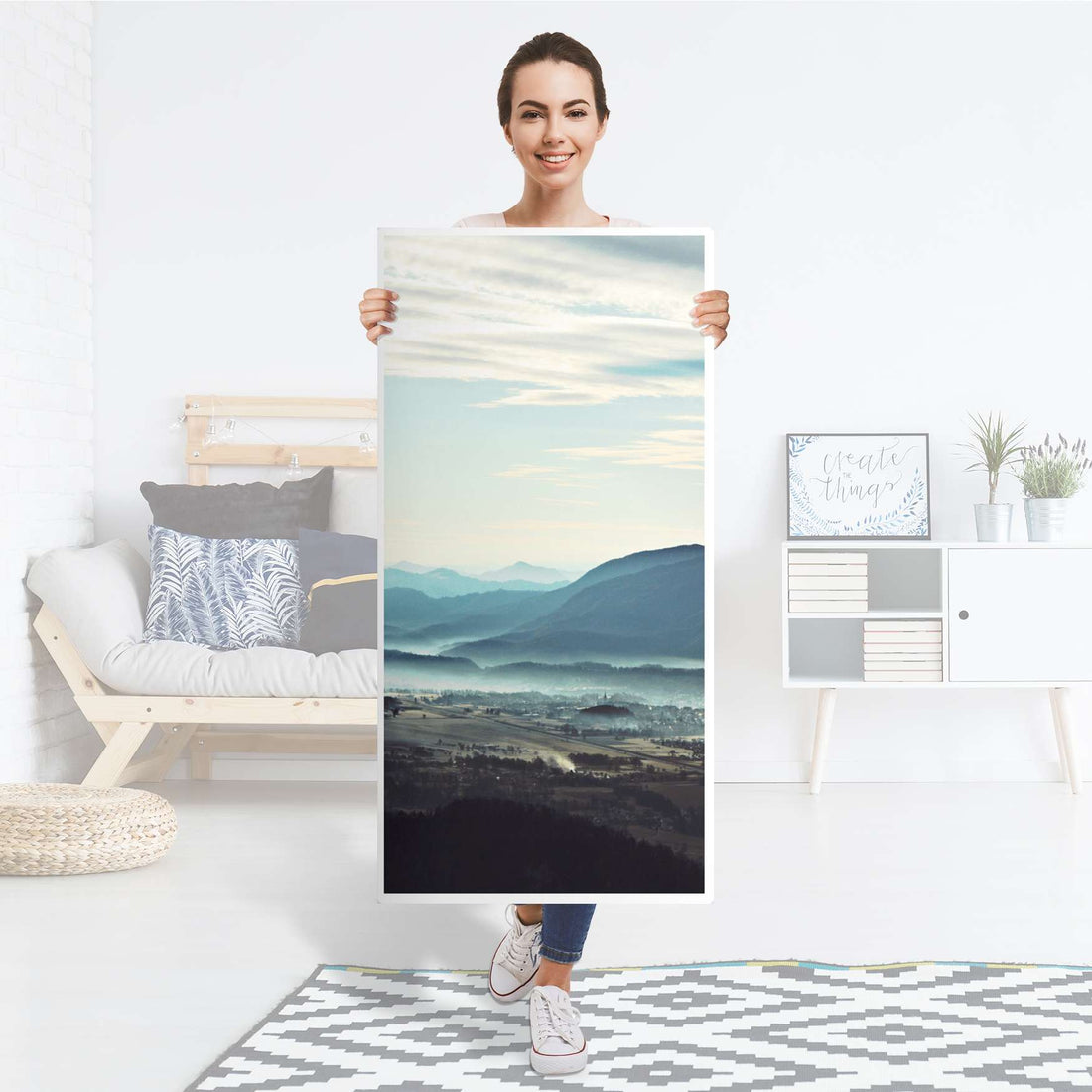 Kühlschrank Folie Fog Village - Küche - Kühlschrankgröße 60x120 cm