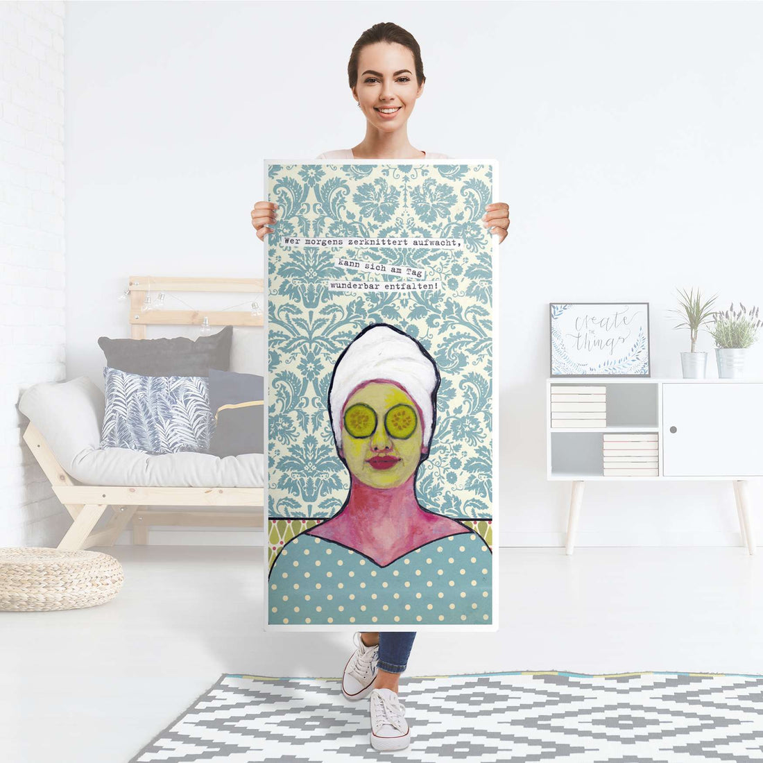 Kühlschrank Folie Frau Gurke - Küche - Kühlschrankgröße 60x120 cm