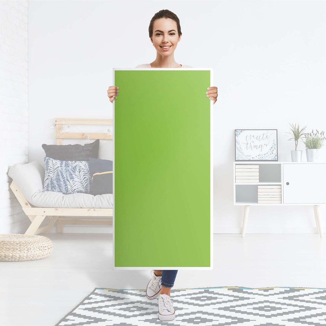 Kühlschrank Folie Hellgrün Dark - Küche - Kühlschrankgröße 60x120 cm