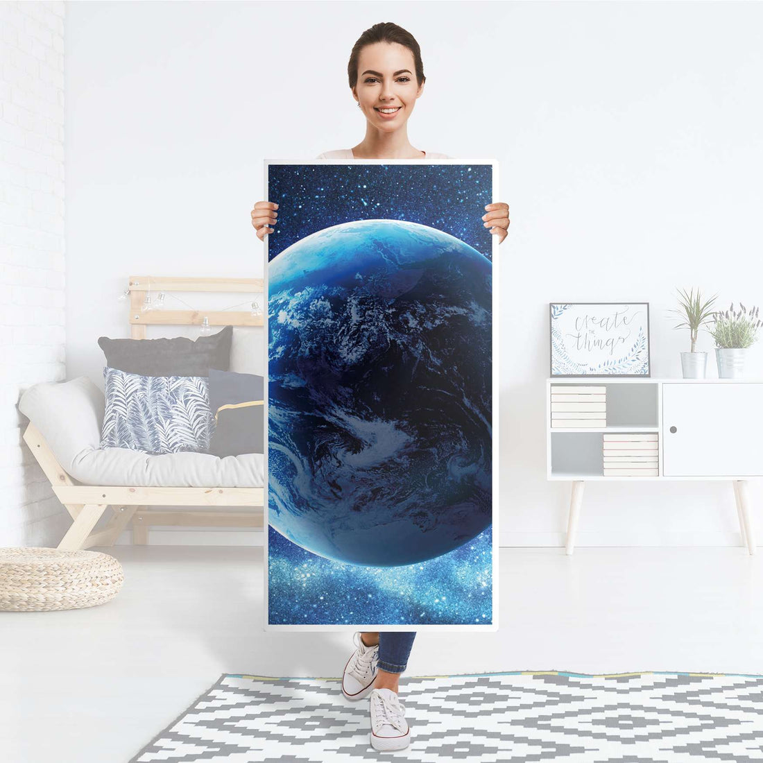 Kühlschrank Folie Planet Blue - Küche - Kühlschrankgröße 60x120 cm