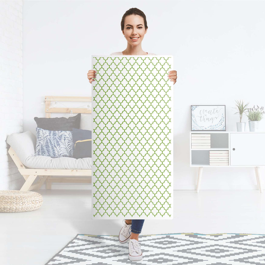 Kühlschrank Folie Retro Pattern - Grün - Küche - Kühlschrankgröße 60x120 cm