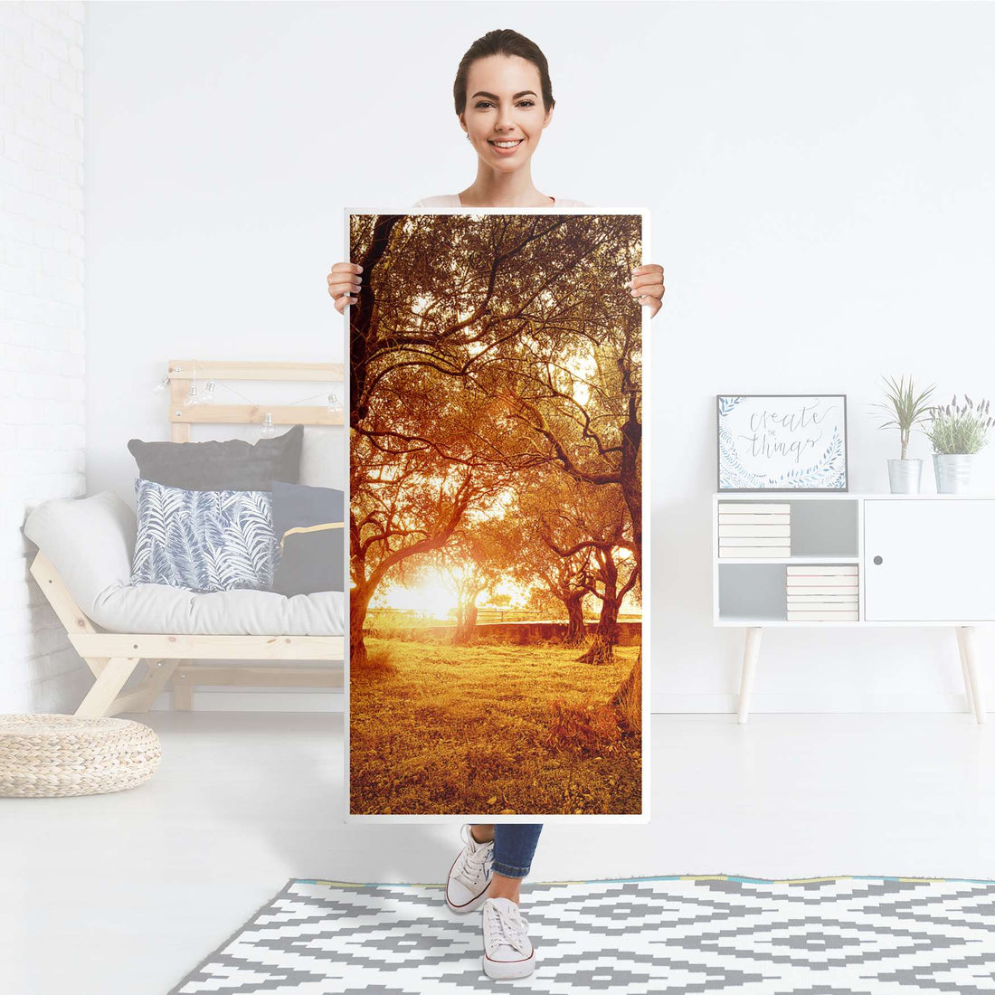 Kühlschrank Folie Tree Sunlight - Küche - Kühlschrankgröße 60x120 cm