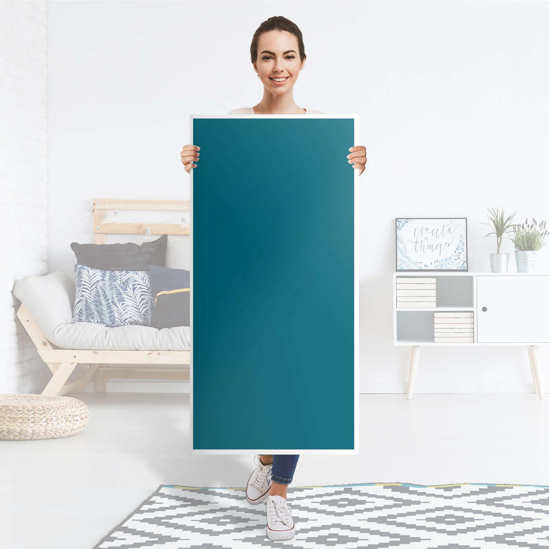 Kühlschrank Folie Türkisgrün Dark - Küche - Kühlschrankgröße 60x120 cm