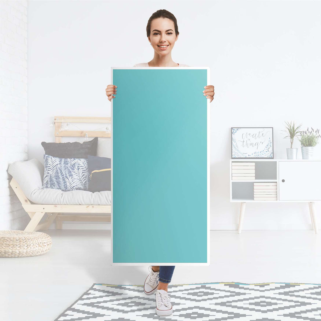 Kühlschrank Folie Türkisgrün Light - Küche - Kühlschrankgröße 60x120 cm