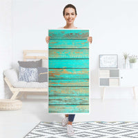 Kühlschrank Folie Wooden Aqua - Küche - Kühlschrankgröße 60x120 cm