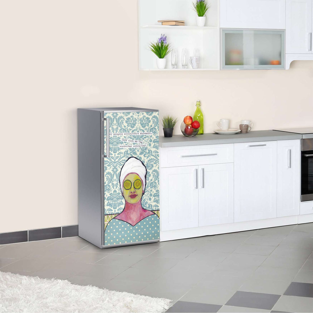 Kühlschrank Folie Frau Gurke  Kühlschrank 60x120 cm