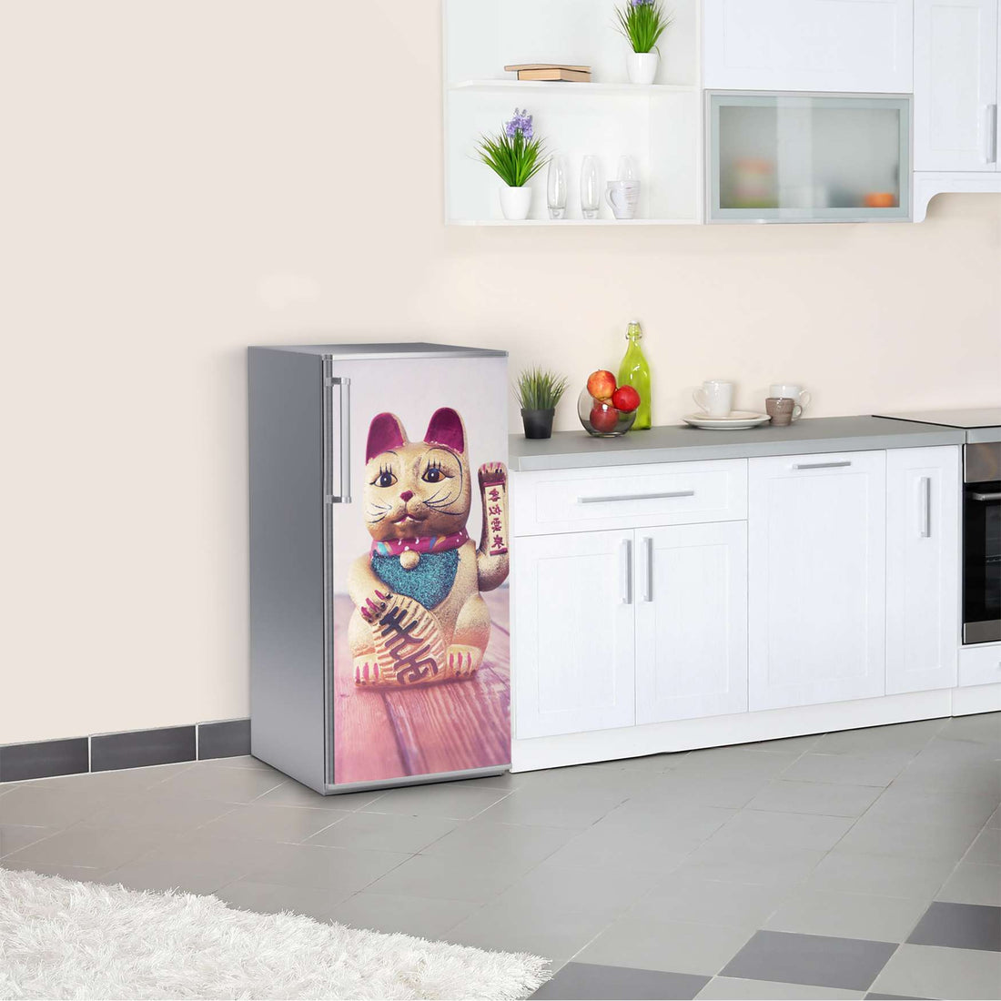 Kühlschrank Folie Winkekatze  Kühlschrank 60x120 cm