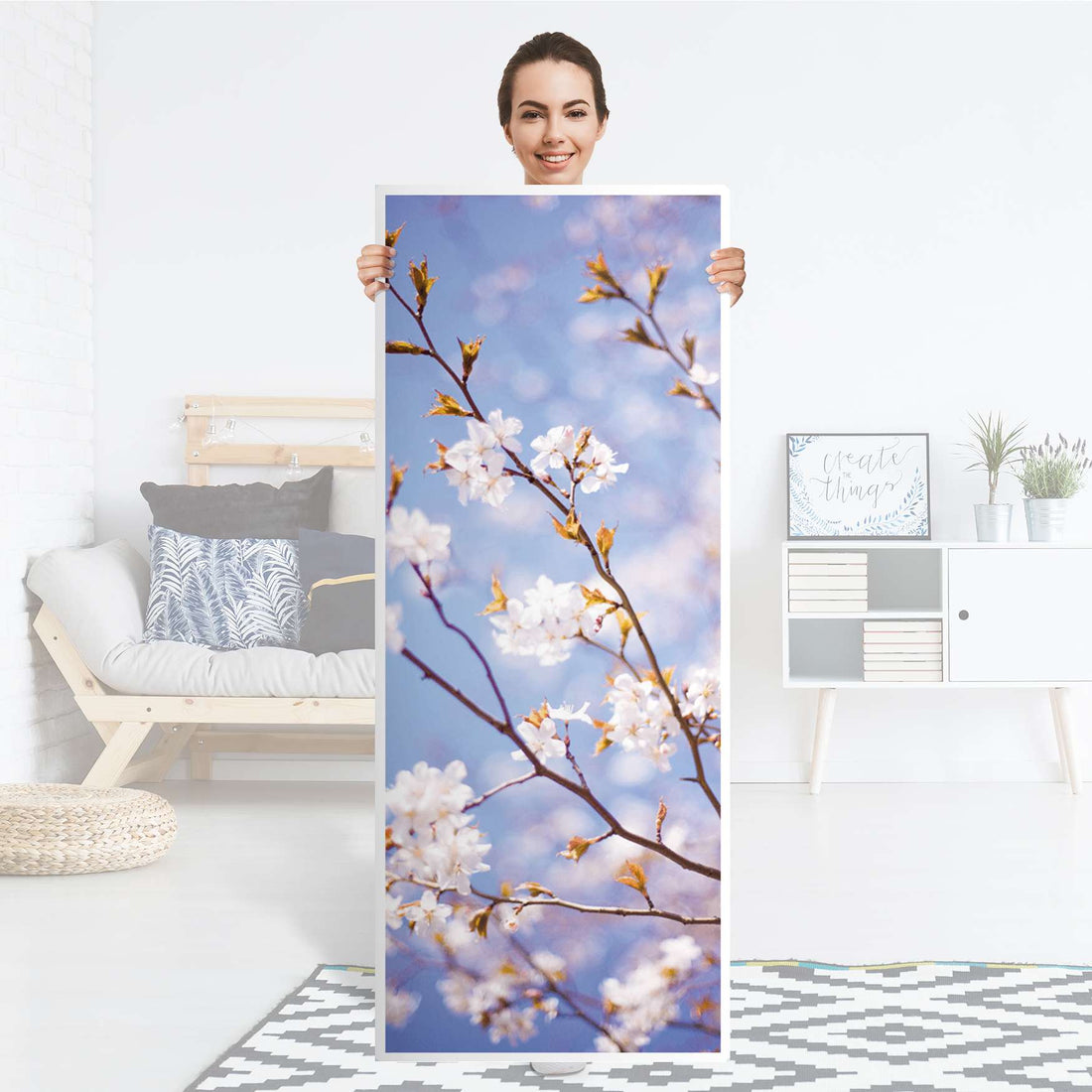 Kühlschrank Folie Apple Blossoms - Küche - Kühlschrankgröße 60x150 cm