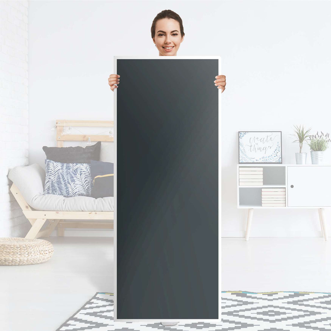 Kühlschrank Folie Blaugrau Dark - Küche - Kühlschrankgröße 60x150 cm