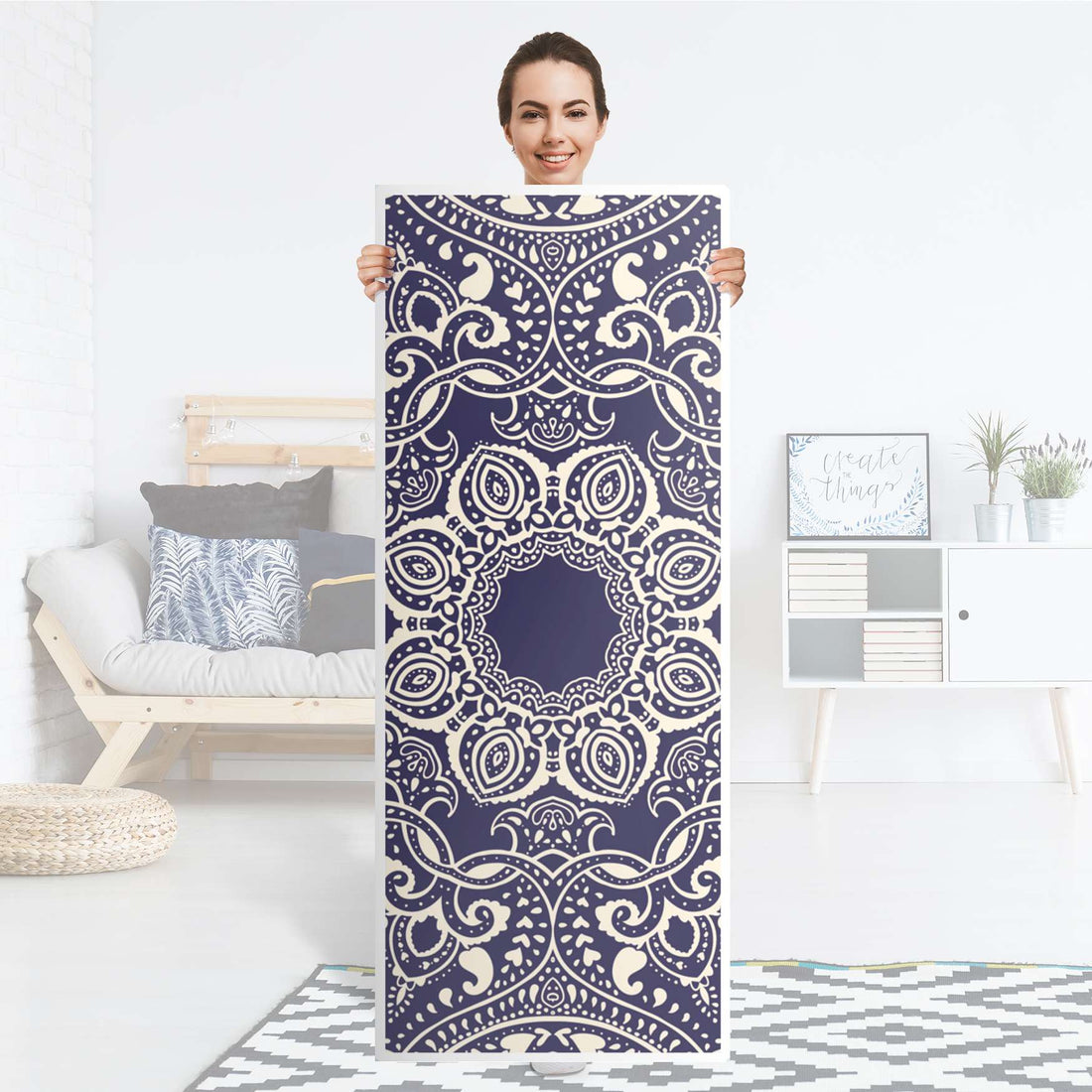 Kühlschrank Folie Blue Mandala - Küche - Kühlschrankgröße 60x150 cm