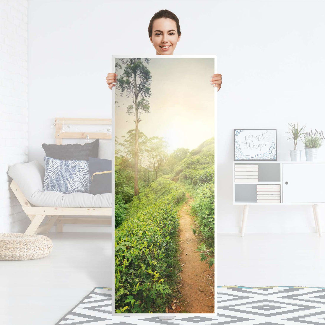 Kühlschrank Folie Green Tea Fields - Küche - Kühlschrankgröße 60x150 cm