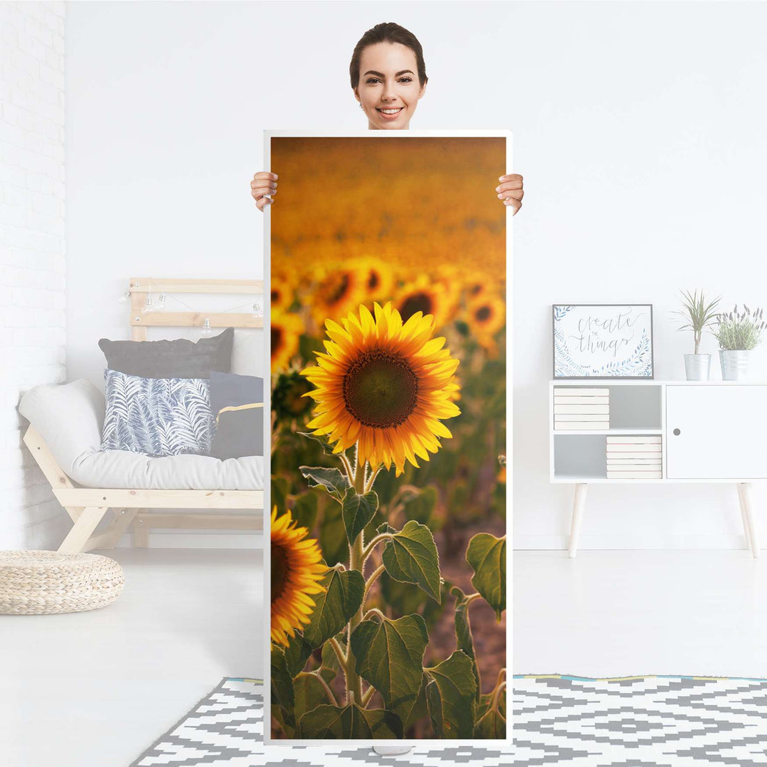Kühlschrank Folie Sunflowers - Küche - Kühlschrankgröße 60x150 cm