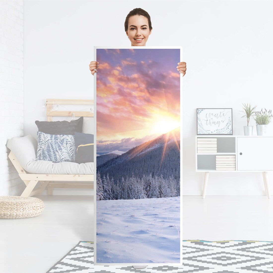 Kühlschrank Folie Zauberhafte Winterlandschaft - Küche - Kühlschrankgröße 60x150 cm