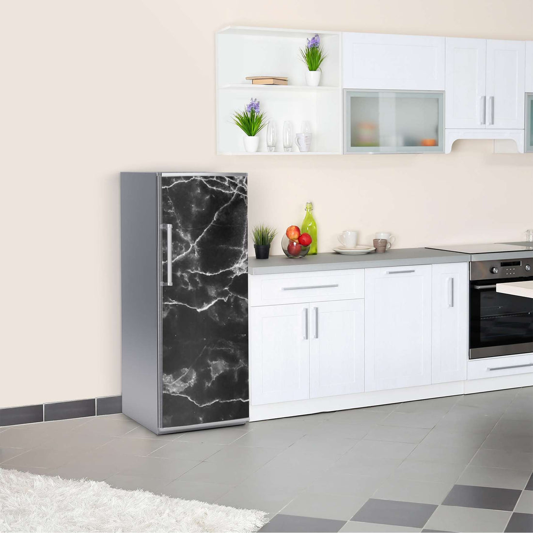 Kühlschrank Folie Marmor schwarz  Kühlschrank 60x150 cm