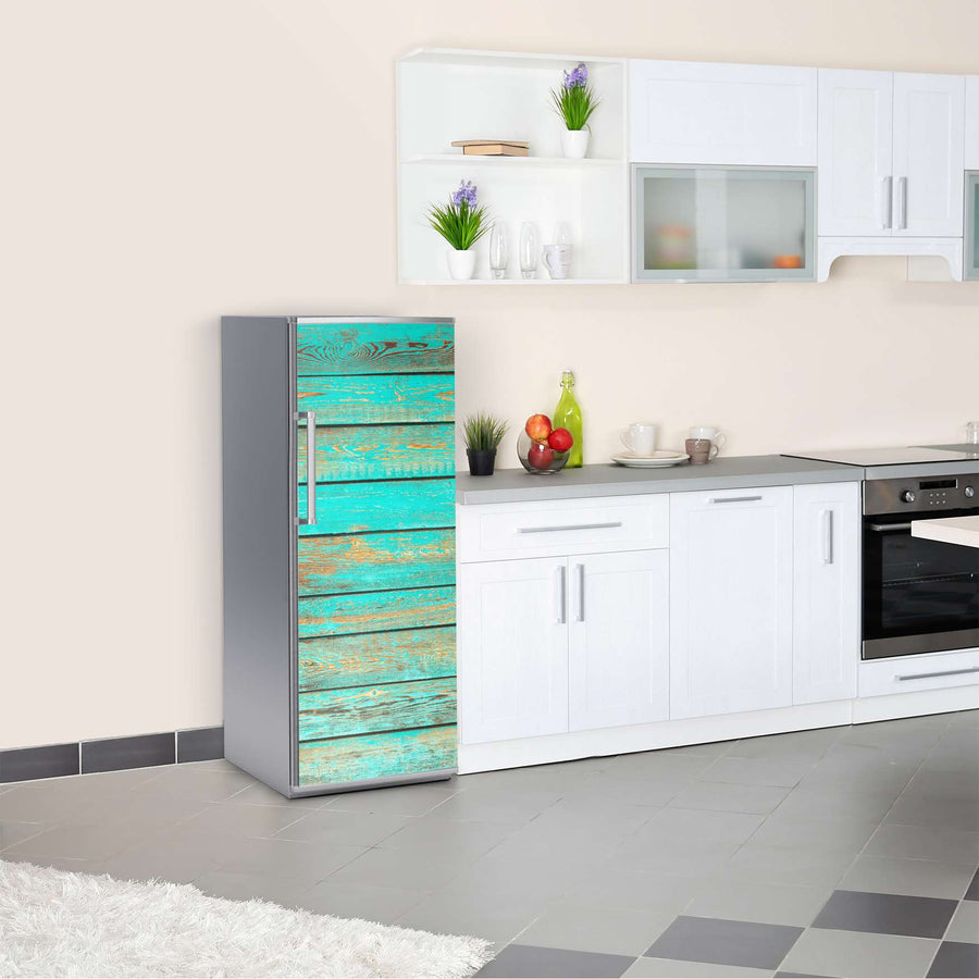 Kühlschrank Folie Wooden Aqua  Kühlschrank 60x150 cm