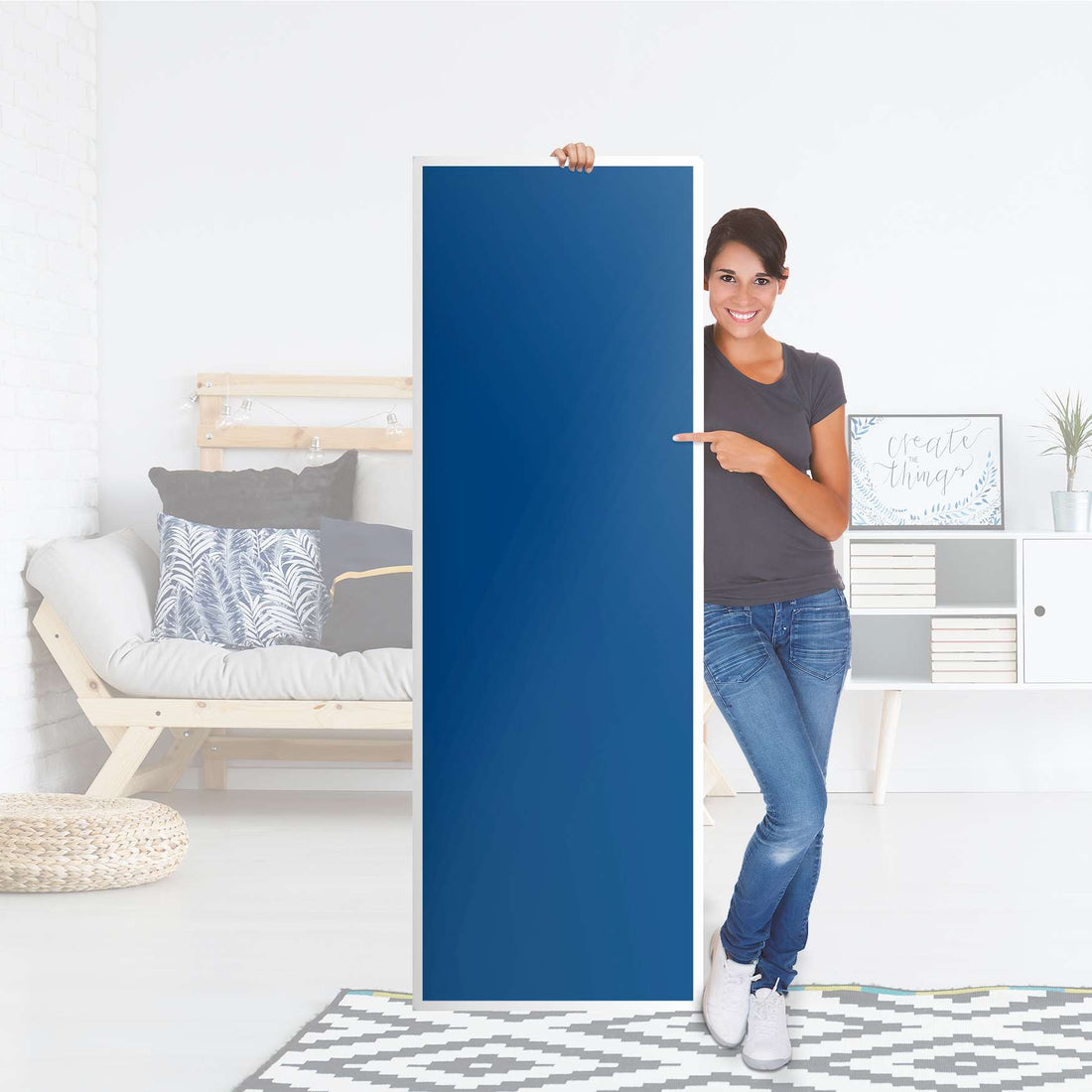Kühlschrank Folie Blau Dark - Küche - Kühlschrankgröße 60x180 cm
