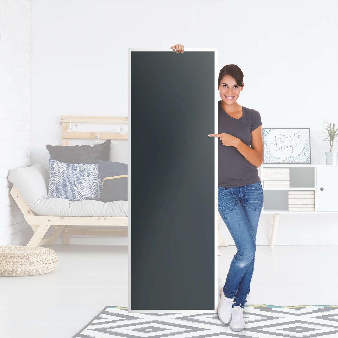 Kühlschrank Folie Blaugrau Dark - Küche - Kühlschrankgröße 60x180 cm