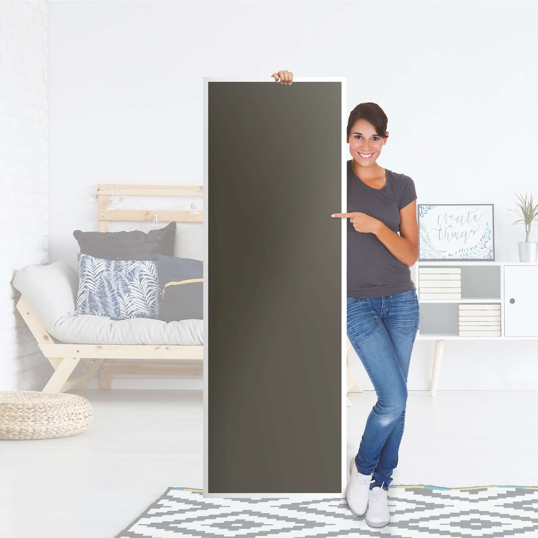 Kühlschrank Folie Braungrau Dark - Küche - Kühlschrankgröße 60x180 cm