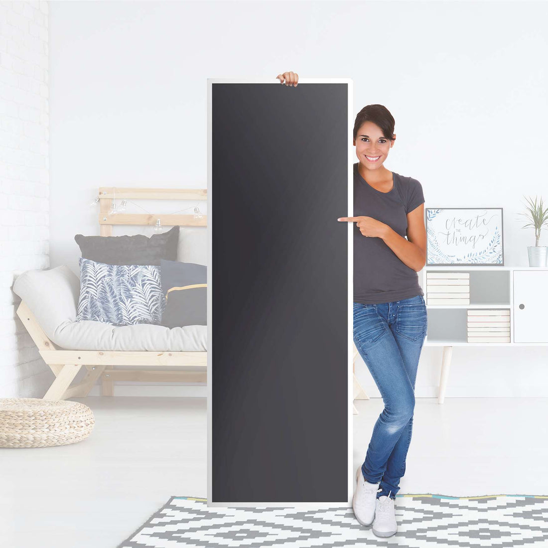 Kühlschrank Folie Grau Dark - Küche - Kühlschrankgröße 60x180 cm