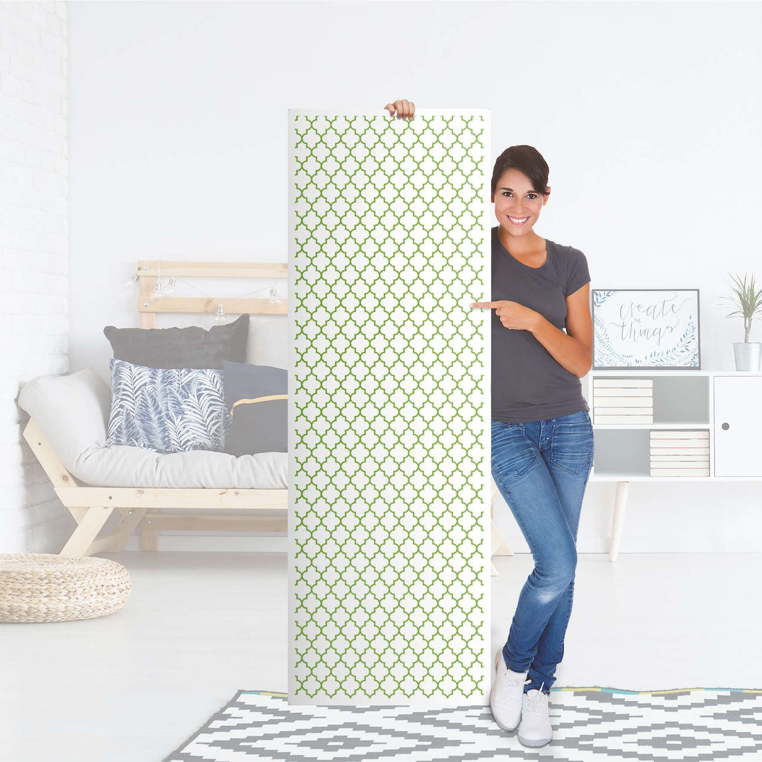 Kühlschrank Folie Retro Pattern - Grün - Küche - Kühlschrankgröße 60x180 cm