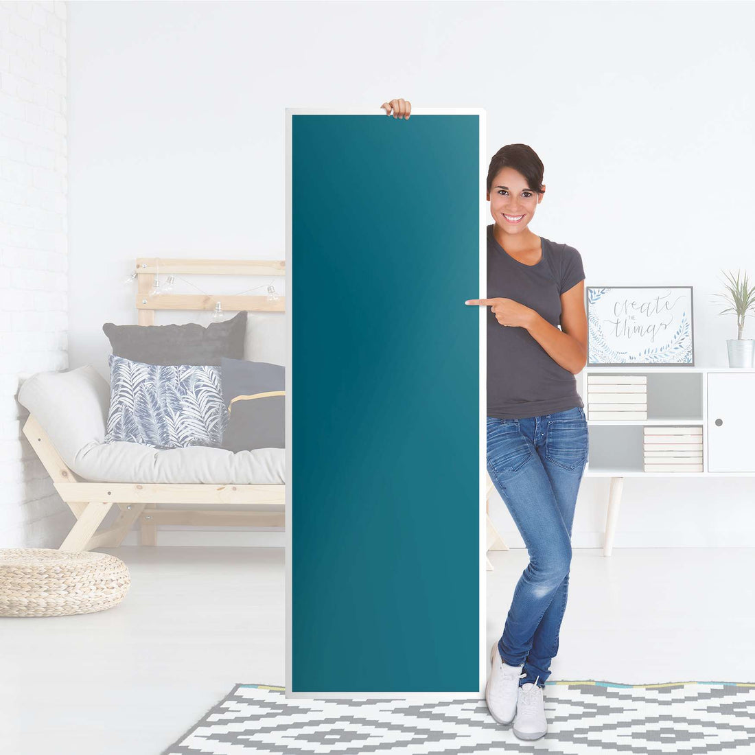 Kühlschrank Folie Türkisgrün Dark - Küche - Kühlschrankgröße 60x180 cm