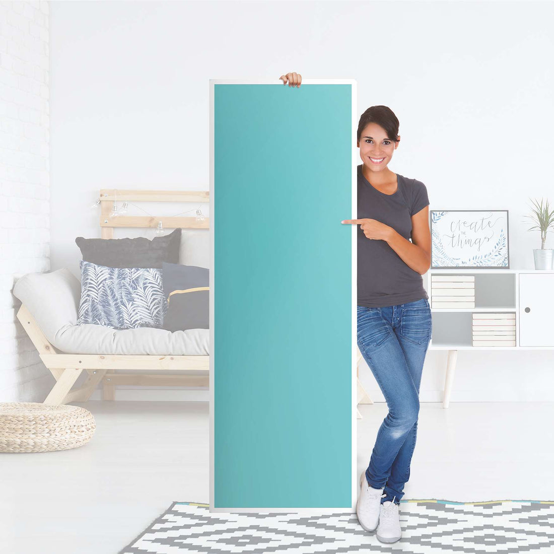 Kühlschrank Folie Türkisgrün Light - Küche - Kühlschrankgröße 60x180 cm