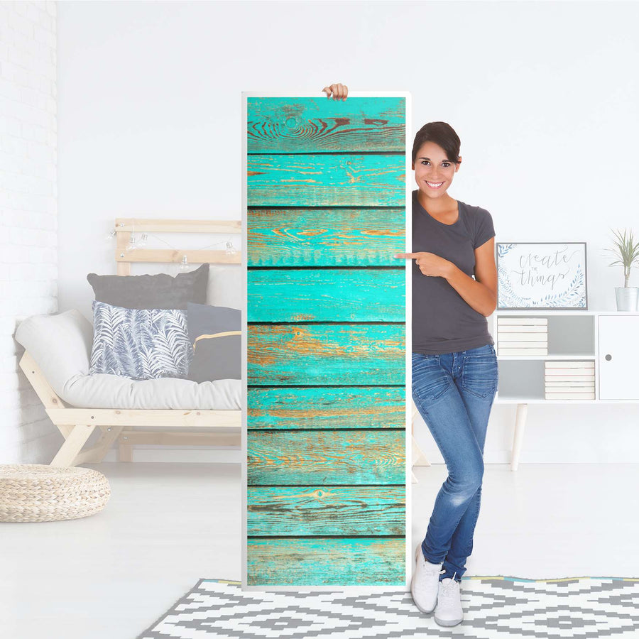 Kühlschrank Folie Wooden Aqua - Küche - Kühlschrankgröße 60x180 cm
