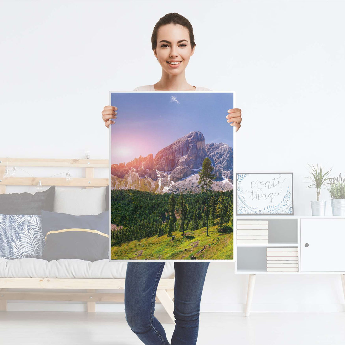 Kühlschrank Folie Alpenblick - Küche - Kühlschrankgröße 60x80 cm