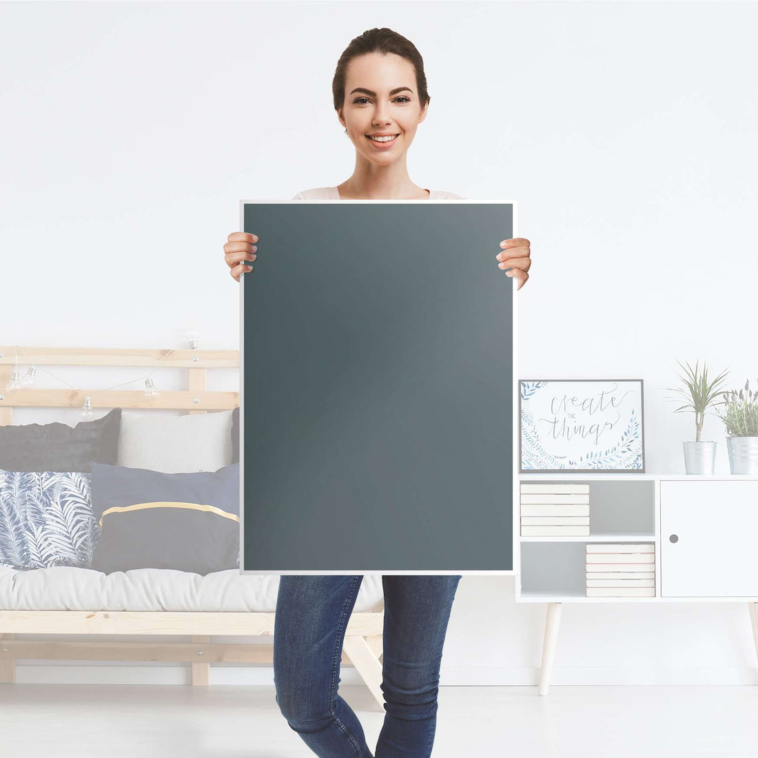 Kühlschrank Folie Blaugrau Light - Küche - Kühlschrankgröße 60x80 cm