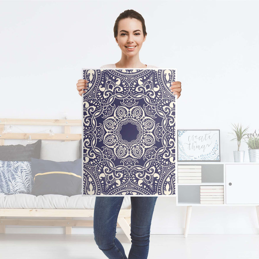 Kühlschrank Folie Blue Mandala - Küche - Kühlschrankgröße 60x80 cm