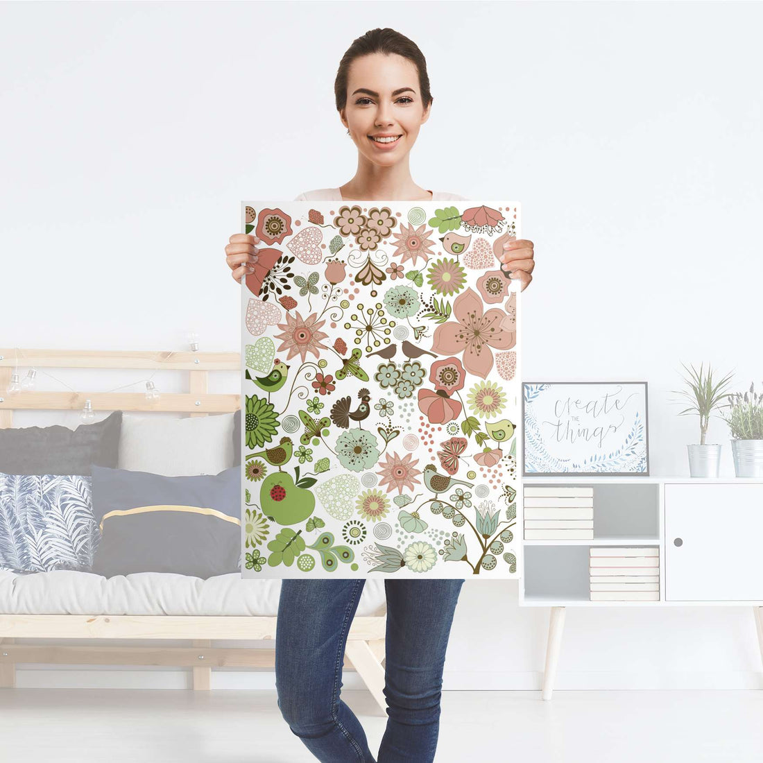 Kühlschrank Folie Flower Pattern - Küche - Kühlschrankgröße 60x80 cm
