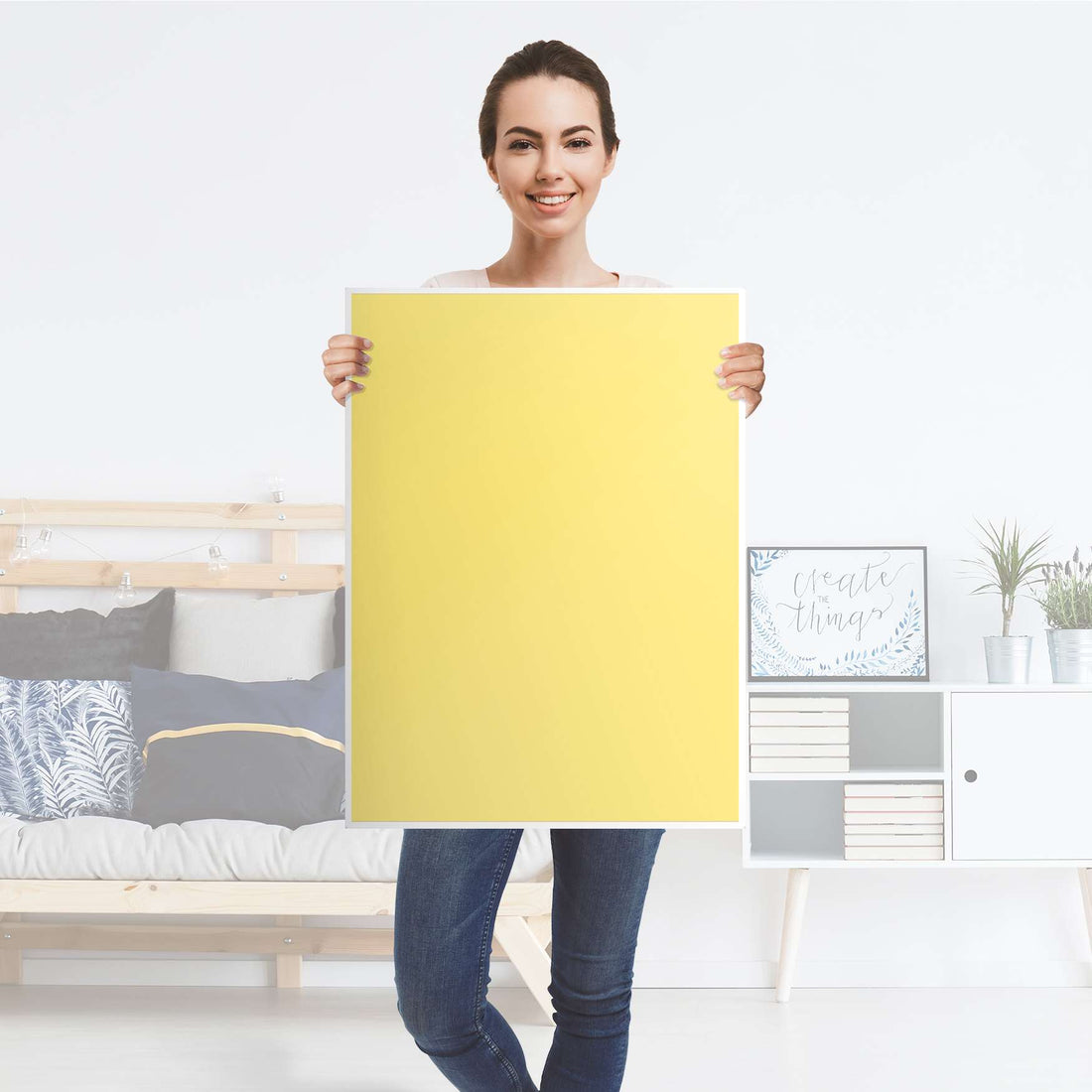 Kühlschrank Folie Gelb Light - Küche - Kühlschrankgröße 60x80 cm