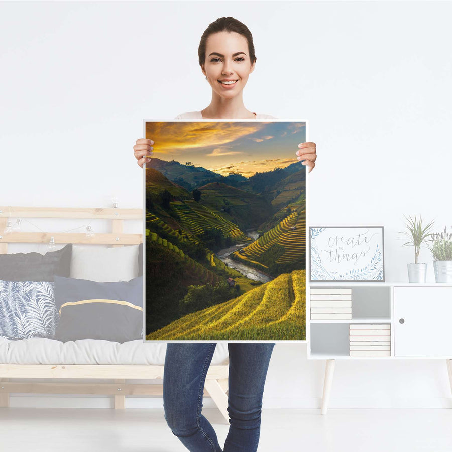 Kühlschrank Folie Reisterrassen - Küche - Kühlschrankgröße 60x80 cm