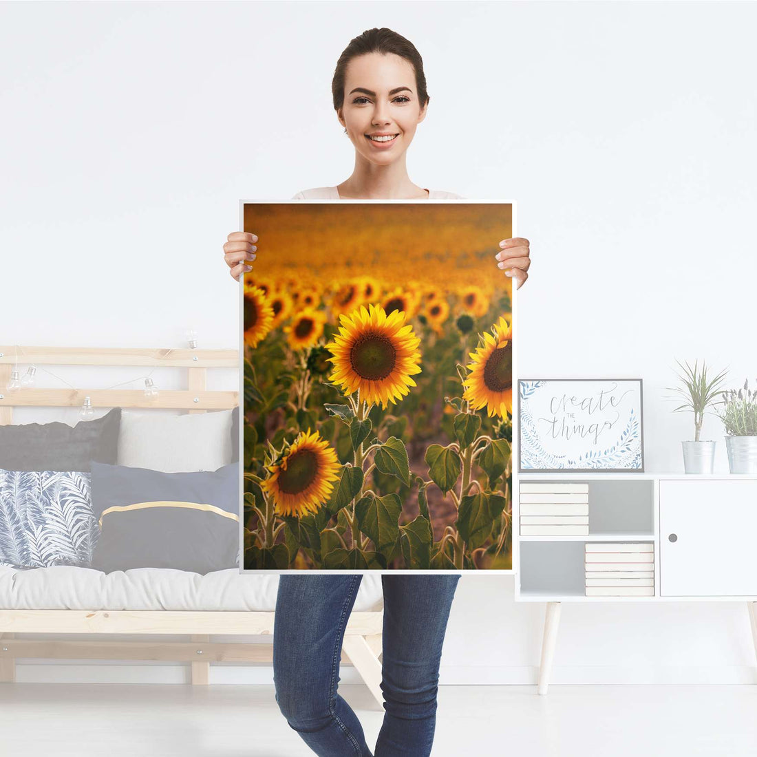 Kühlschrank Folie Sunflowers - Küche - Kühlschrankgröße 60x80 cm