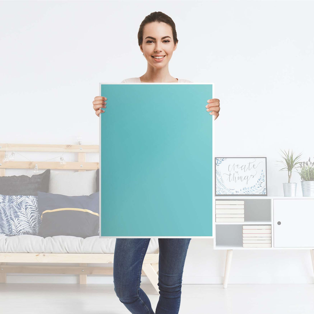 Kühlschrank Folie Türkisgrün Light - Küche - Kühlschrankgröße 60x80 cm