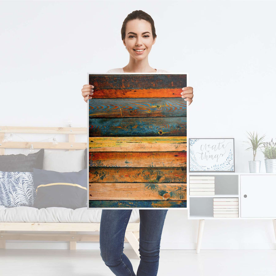 Kühlschrank Folie Wooden - Küche - Kühlschrankgröße 60x80 cm