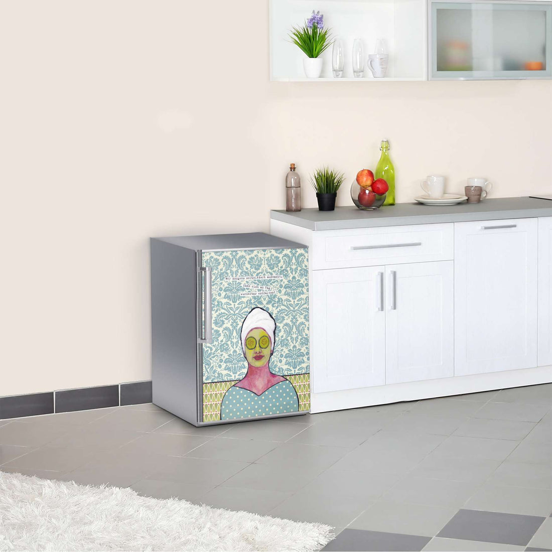 Kühlschrank Folie Frau Gurke  Kühlschrank 60x80 cm
